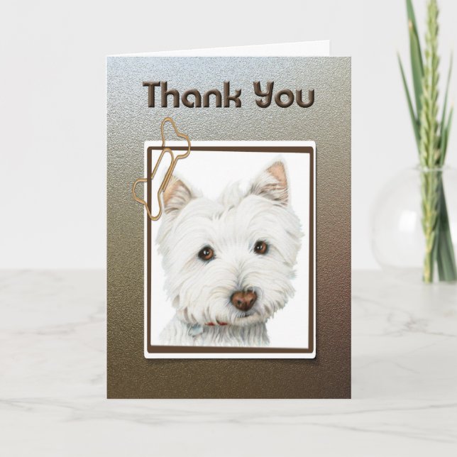 thank you, cute westie dog greeting card (Front)