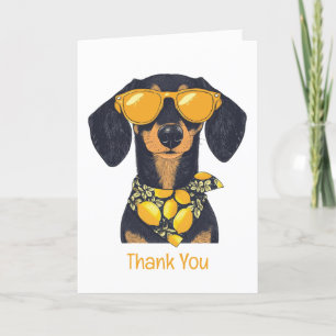Thank You Dachshund Dog Sunglasses Lemons Card