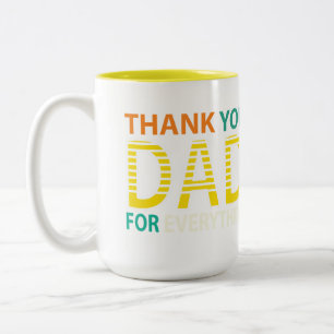 Thank You Dad For Everything Modern Striped Typogr Two-Tone Coffee Mug