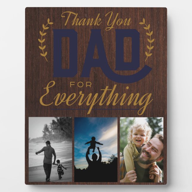 Thank You DAD for Everything Photo  Plaque (Front)
