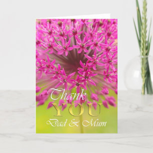 Thank you Dad & Mum, purple flower close up Card
