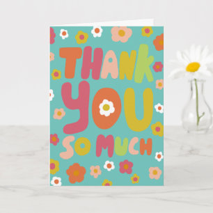 THANK YOU Daisies Colourful Curvy Bubble Letters  Card