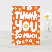 THANK YOU Daisies Colourful Curvy Bubble Letters 