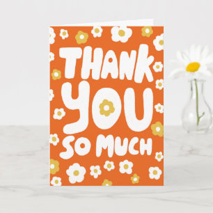 THANK YOU Daisies Colourful Curvy Bubble Letters  Card