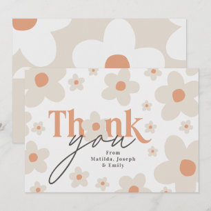 Thank you daisy terracotta natural birthday invitation