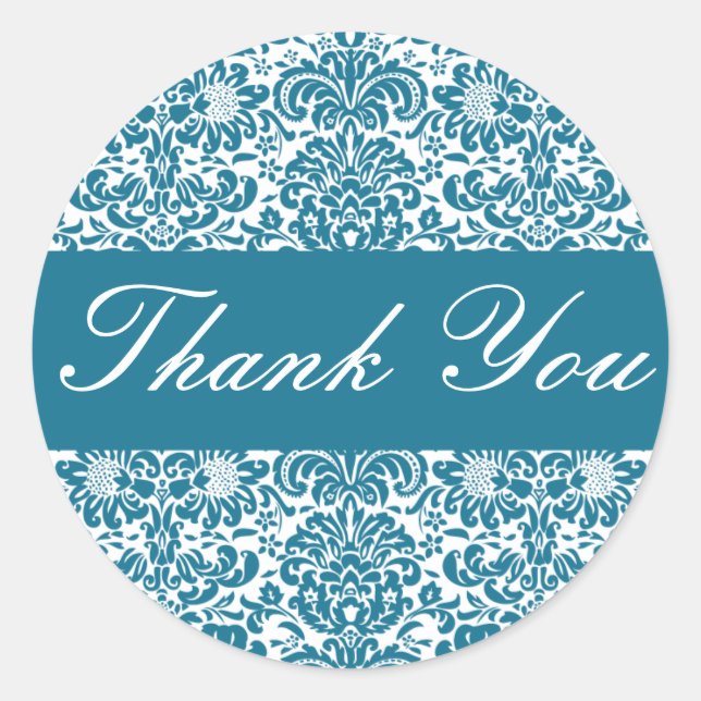 Thank You Damask Envelope Sticker Seal (Front)