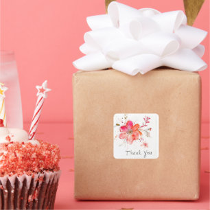 Thank you, decorative flower square sticker