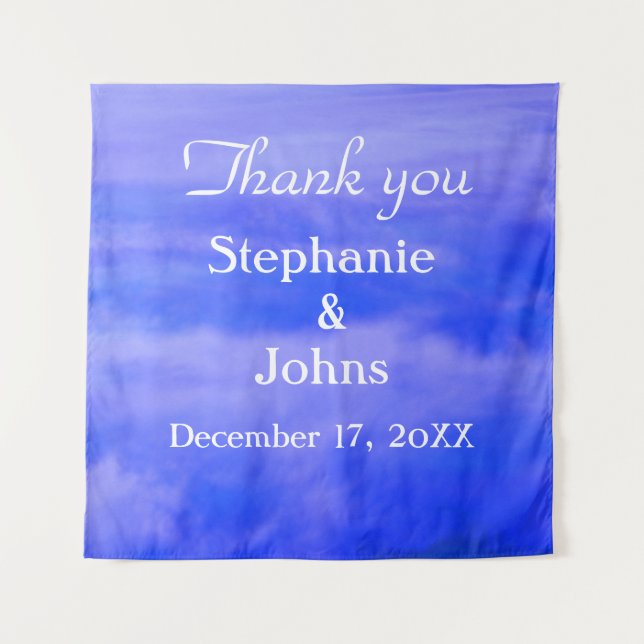Thank You Deep Blue Cloud Art Abstract Wedding Tapestry (Front)
