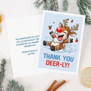 Thank You Deer-ly! Cute Reindeer Christmas Card
