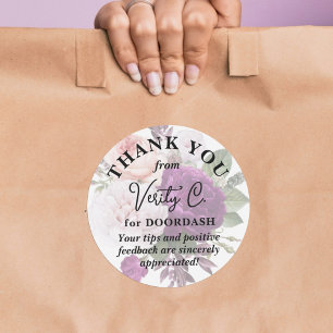 Thank You Delivery Service Elegant Vintage Floral Classic Round Sticker