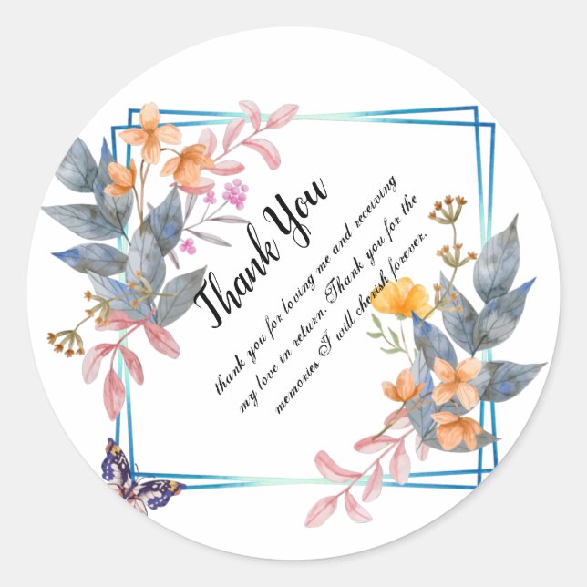 Thank You Design  Classic Round Sticker (Front)