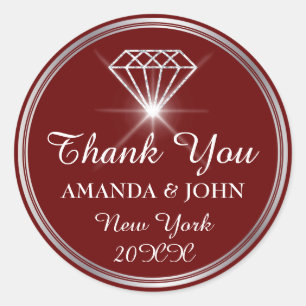 Thank You Diamond  Name Wedding Bridal Sweet16th Classic Round Sticker
