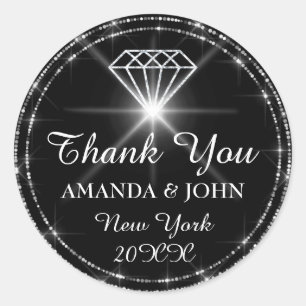 Thank You Diamond  Name Wedding Bridal Sweet16th Classic Round Sticker