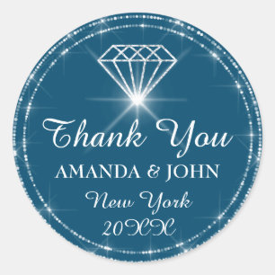 Thank You Diamond  Name Wedding Bridal Sweet16th Classic Round Sticker