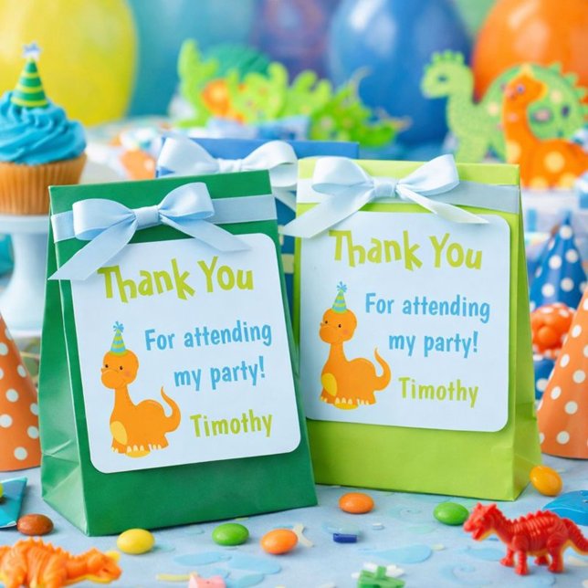 Thank You Dinosaur Party Favours Square Sticker (Creator Uploaded)
