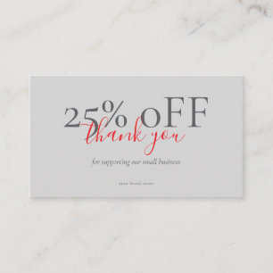 Thank You Discount Card Charcoal Small Business