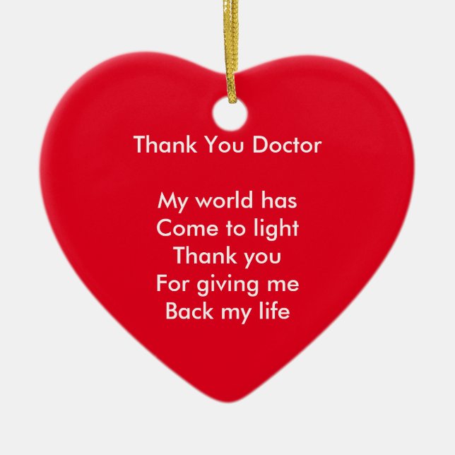 Thank you doctor ceramic ornament (Front)