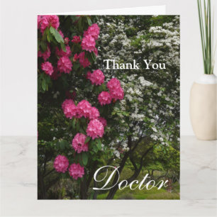 Thank You Doctor-Pink and White Floral/Garden Card
