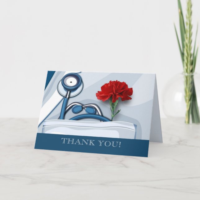 Thank You, Doctor. Red Carnation Custom Card (Front)