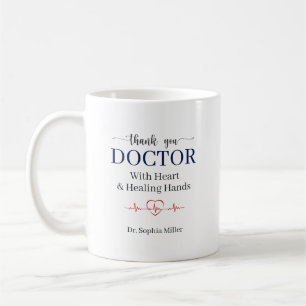 Thank You Doctor With Heart Healing Hands Custom  Coffee Mug