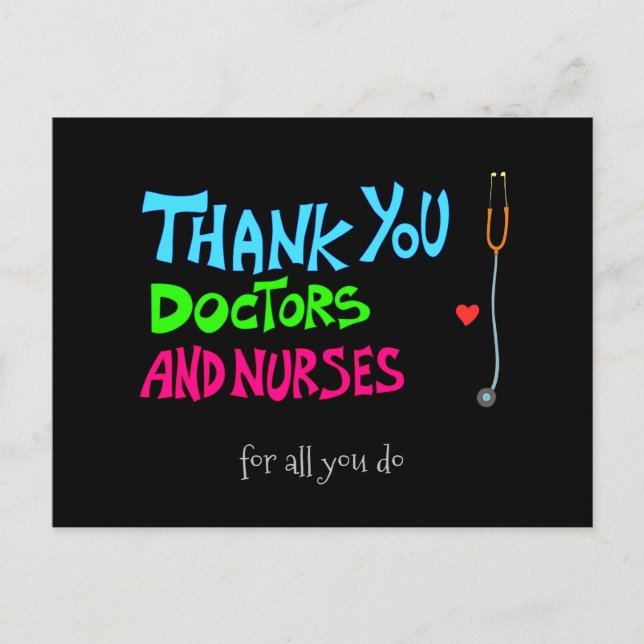 Thank you, Doctors and Nurses Postcard (Front)