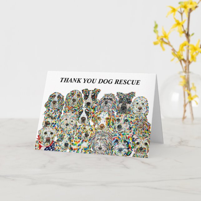 Thank You Dog Rescue Card (Yellow Flower)