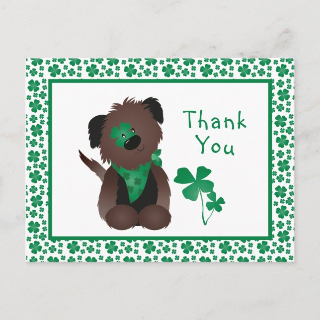Thank You Dog Shamrock Green Postcard (Front)