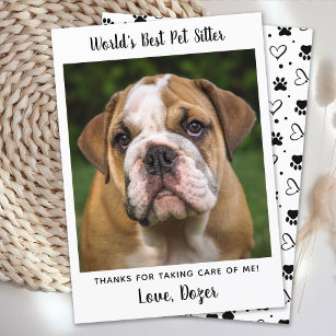 Thank You Dog Sitter Simple Cute Custom Pet Photo Card