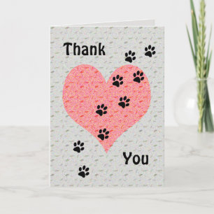 Thank You Dog Walker Heart with Paw Prints Card