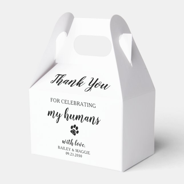 Thank You Doggie Bag Dog Treat Wedding Favor Box (Front Side)