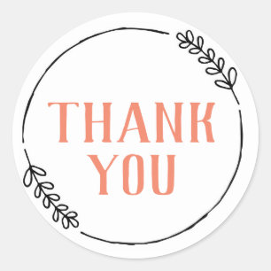Thank You Doodle Wreath Classic Round Sticker
