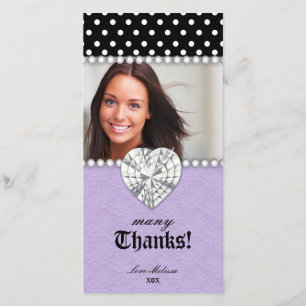 Thank You Dots Lace Pearls Jewel Sweet 16 Purple Card