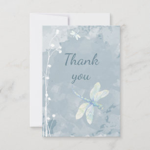 Thank You Dragonfly and White Garden Flowers Card