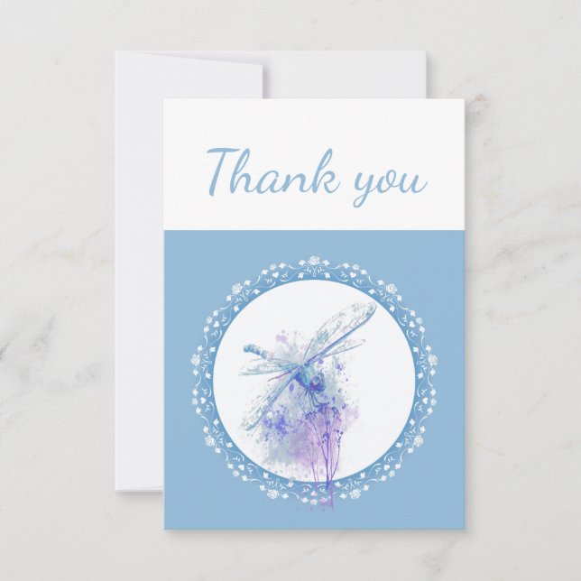 Thank You Dragonfly Watercolor Nature Art (Front)