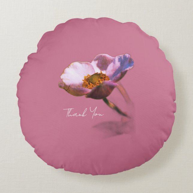 Thank You Dream Flowers – Elegant Fantasy Nature  Round Pillow (Front)