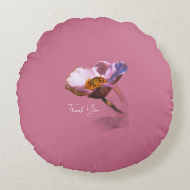 Thank You Dream Flowers – Elegant Fantasy Nature  Round Pillow (Front)