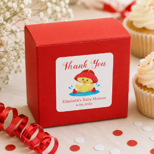 Thank You Duck Baby Shower Square Sticker