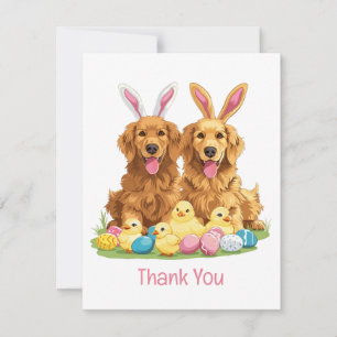 Thank You Easter Golden Retriever Dogs Bunny Ears Card