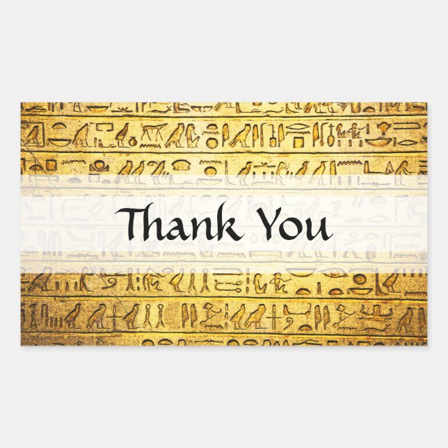 "Thank You" Egyptian Hieroglyphs Yellow Stickers (Front)