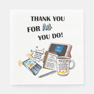 "Thank you Elders" (deserve double honor)  Napkin