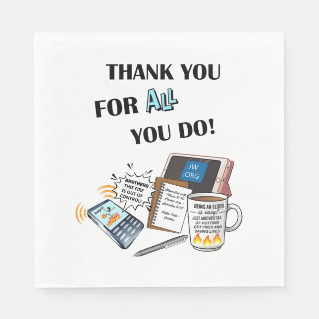 "Thank you Elders" (deserve double honor)  Napkin (Front)
