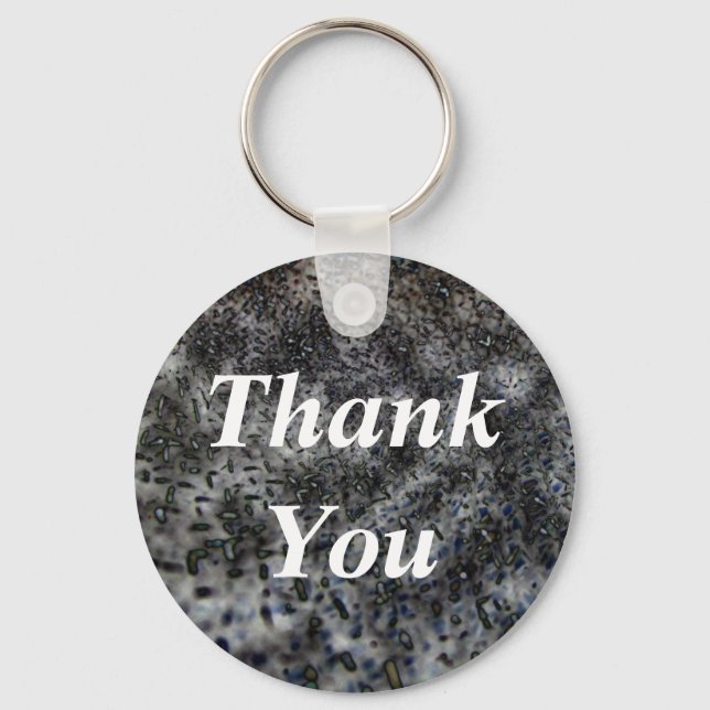 Thank You Elegant Black White Abstract Pattern Keychain (Front)
