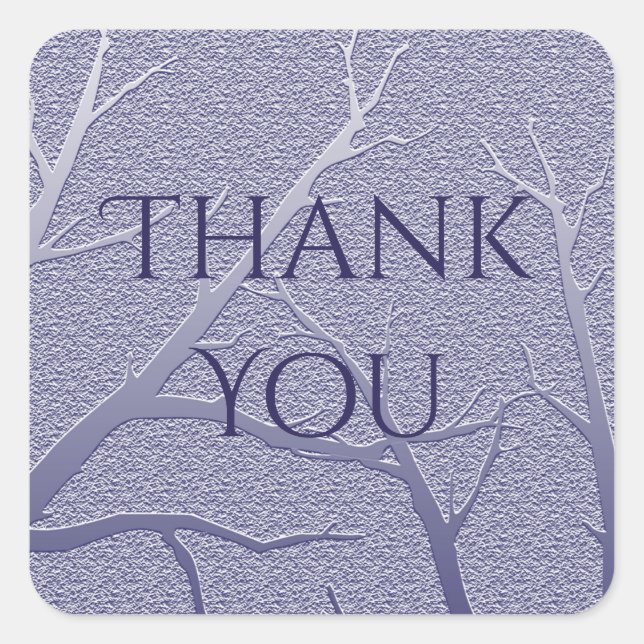 Thank You Elegant Blue Branch Simple Appreciation Square Sticker (Front)