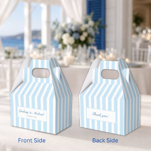 Thank You! Elegant Blue Stripes Monogram Wedding Favor Box