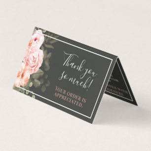 Thank You Elegant Blush Pink Floral Roses Card