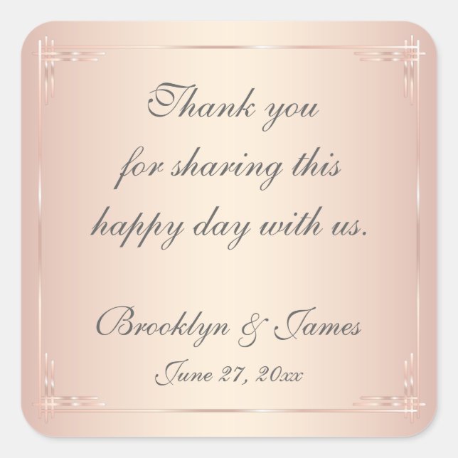 Thank You Elegant Blush Wedding Stickers (Front)