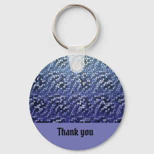 Thank You Elegant Bright Blue Mosaic Keychain