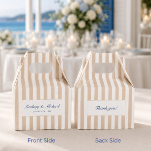 Thank You! Elegant Brown Stripes Monogram Wedding Favor Box