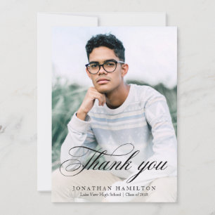 Thank You Elegant Calligraphy Graduation Photo Announcement