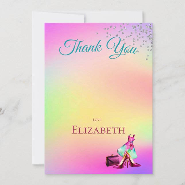 Thank You Elegant Glitter Colourful  Invitation (Front)